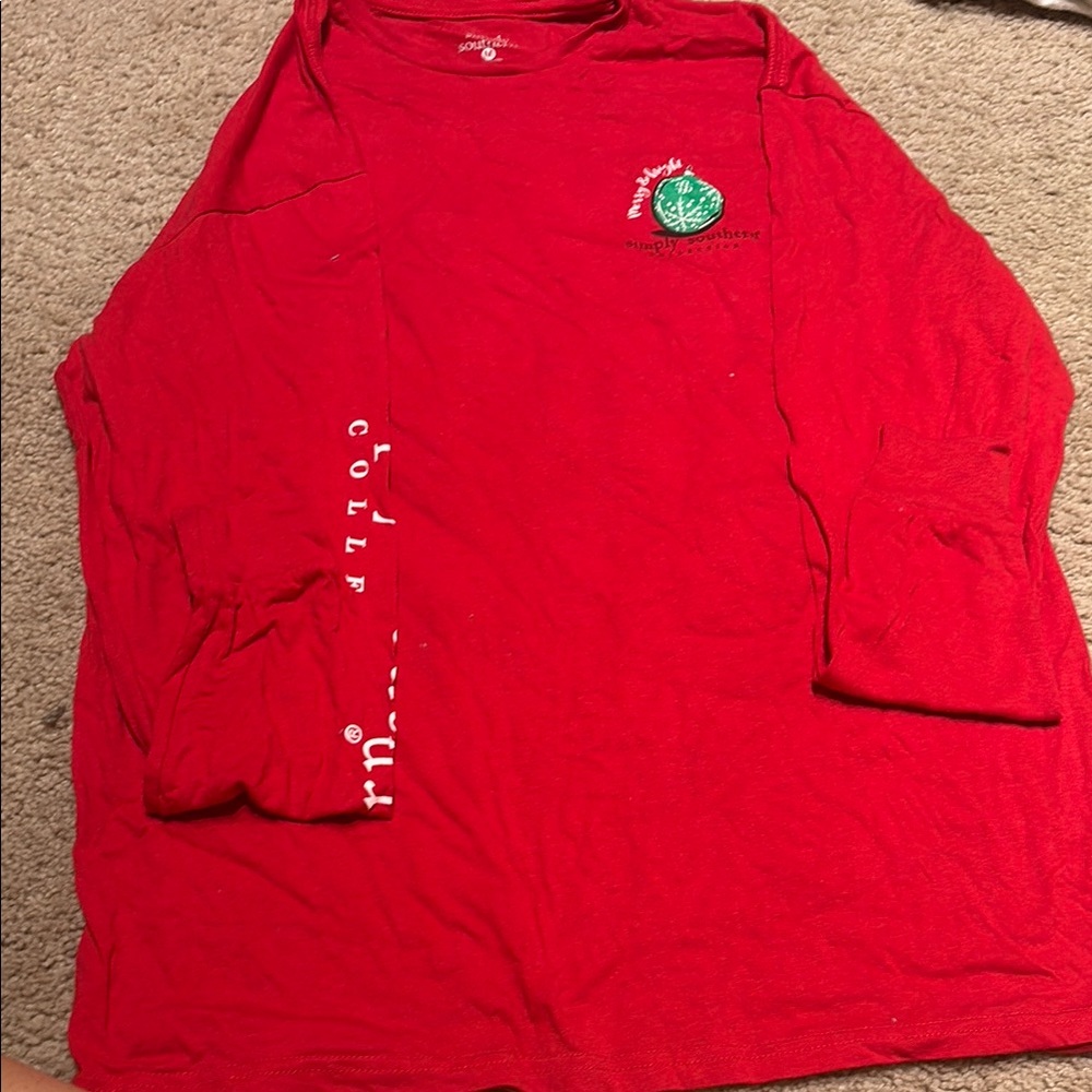 Simply Southern Festive Red Long Sleeve Shirt